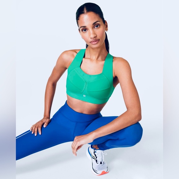 Sweaty Betty Zero Gravity Running Sports Bra High Support Racerback 38B Green - Picture 1 of 5